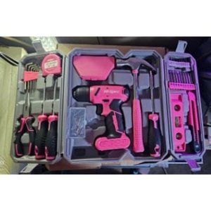 New 58pc Pink 8V USB Electric Drill Driver & Household Tool Kit Set